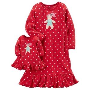 Carter’s 2pc Fleece Nightgown/Doll Set - Size 2/3